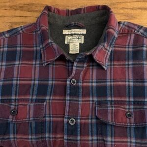 LL BEAN LS Heavy Cotton Fleece Lined Winter Shirt/Jacket